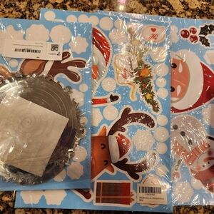 NWT Festive Reindeer and Santa Window Decoration Set, 3 Sets